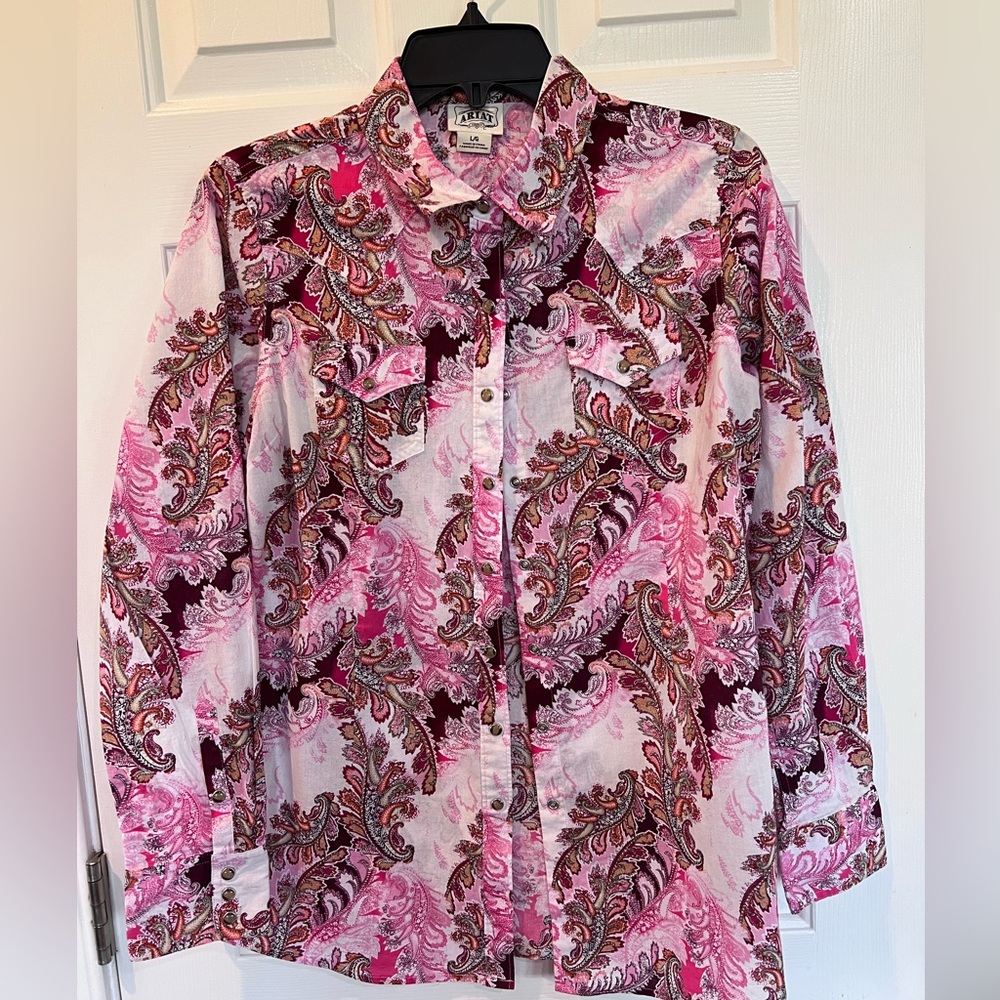 Ariat Pink Paisley Western-Style Button Shirt